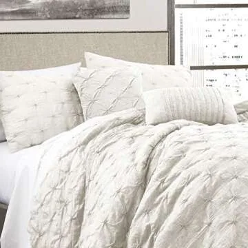 Lush Decor Ravello Pintuck Comforter Set - Luxe 5 Piece Textured Bedding Set - Traditional Glam & Fa...