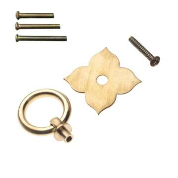 dophee 1pc 1.89"x1.69" Vintage Brass Farmhouse Style Hardware Drawer Pull Cabinet Handle Door Ring with Screws, Brass
