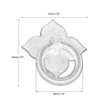 dophee 1pc 1.89"x1.69" Vintage Brass Farmhouse Style Hardware Drawer Pull Cabinet Handle Door Ring with Screws, Brass