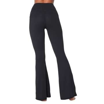 Sunzel Flare Leggings for Women with Pockets, Crossover Yoga Pants with Tummy Control, High Waisted and Wide Leg