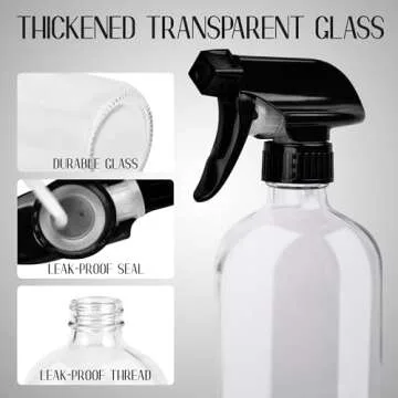 LIQVAL 16oz Glass Spray Bottle - Eco-Friendly & Multi-Use