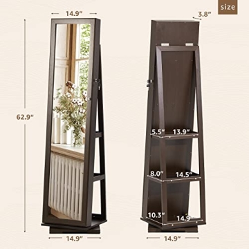 SERWALL 360 Rotating Jewelry Organizer with Mirror