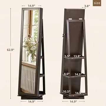 SERWALL 360 Rotating Jewelry Organizer with Mirror