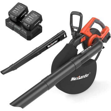 MAXLANDER Cordless Leaf Blower & Vacuum with Bag, 3-in-1 Brushless Battery Powered Leaf Vacuum Mulch...