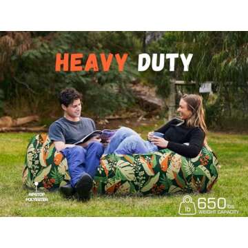 WEKAPO Inflatable Couch Air Lounger Chair - Camping & Beach Accessories, Portable Blow up Sofa for Hiking, Lawn, Indoor/Outdoor Movies & Music Festivals. Lightweight and Easy to Set Up Air Hammock