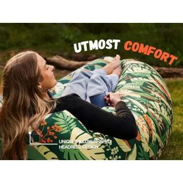 WEKAPO Inflatable Couch Air Lounger Chair - Camping & Beach Accessories, Portable Blow up Sofa for Hiking, Lawn, Indoor/Outdoor Movies & Music Festivals. Lightweight and Easy to Set Up Air Hammock