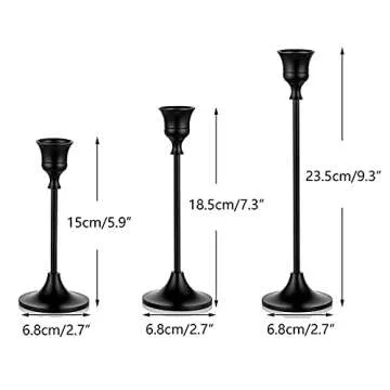 Romadedi Candlestick Holder Matte Black Candle Holder Set of 3 Decorative Candle Holder for Taper Candle for Fireplace Mantel Dinning Table Home Decorations Black 1 Set