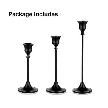 Romadedi Candlestick Holder Matte Black Candle Holder Set of 3 Decorative Candle Holder for Taper Candle for Fireplace Mantel Dinning Table Home Decorations Black 1 Set