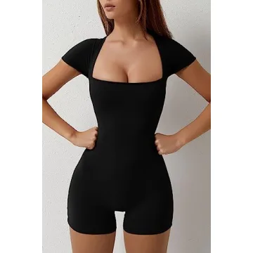QINSEN Women's Short Sleeve Bodycon Romper for Summer Style