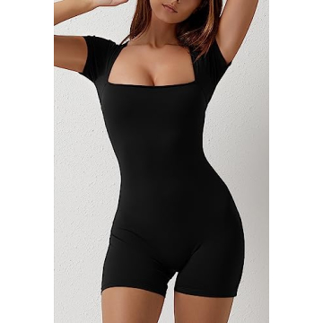 QINSEN Women's Short Sleeve Bodycon Romper for Summer Style