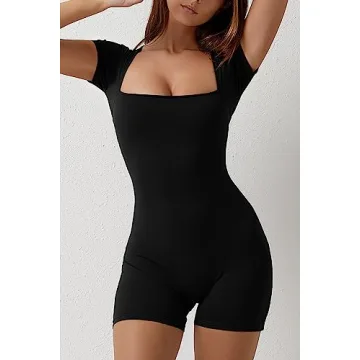 QINSEN Women's Short Sleeve Bodycon Romper for Summer Style