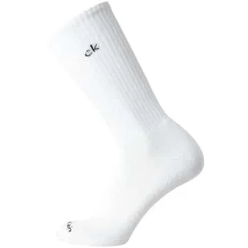 Calvin Klein Men's Dress Crew Socks - 6 Pack Soft Cushioned Non-Binding Cotton Work Dress Socks for Men (Sizes: 7-12), Size 7-12, White