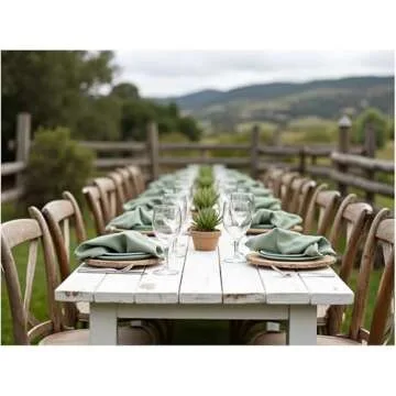 Linen Napkins – 100% French Flax – Stonewashed Pure Linen Cloth Napkins – Mitered Corners – Set of 4 (Sage Green)