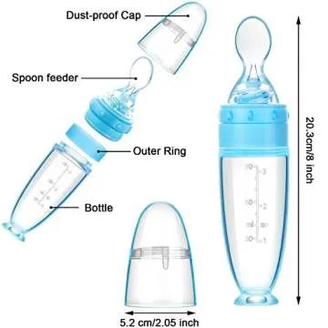 2 Pieces Silicone Baby Spoons Baby Feeding Spoon with Standing Base for Infant 0-24 Months Dispensin...