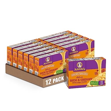 Annie's Deluxe Macaroni and Cheese with Organic Pasta Shells and Aged Cheddar Cheese, 11 oz (Pack of...