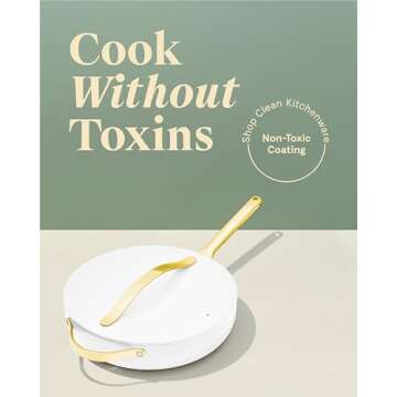 Caraway Nonstick Ceramic Sauté Pan with Lid - Non Toxic, Oven Safe Cookware