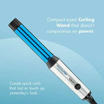 BaBylissPRO Nano Titanium Curling Wand, Compact 1" Travel Size Professional Hair Styling Tool