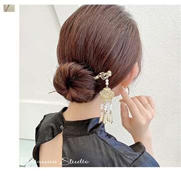 Lantern Light Tassel Hairpin Hair Stick Chinese Coiled Hair Antique Hair Pin Hair Accessories for Wo...