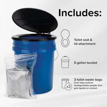 Camco RV Portable Outdoor Toilet Bucket Kit for Adventures