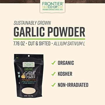 Frontier Co-op Organic Garlic Powder, 7.76-Ounce Bag, Pure & Natural Garlic Seasoning | Non-GMO & Ko...