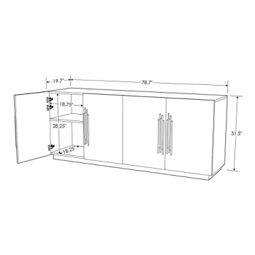 Modern 78.7" Lurton Buffet in Glossy Grey Finish