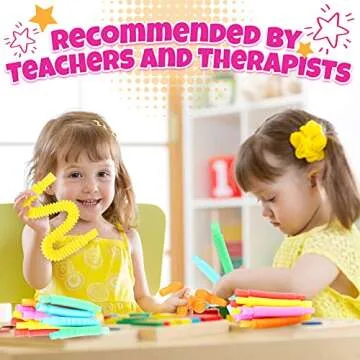 Pop Tubes Mini 24 Pack, Sensory Fidget Party Favors Bulk Toys for Kids, Stress Relief Toys for ADHD, ADD Toddlers, DIY Learning for Preschool, Fidget Toys for Kids Party Favors Classroom Prize