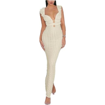 LOUSEA Women's Apricot Crochet Knit Dress - Stylish and Versatile For Any Occasion