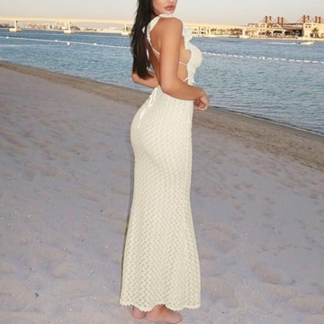 Shop LOUSEA Apricot Crochet Knit Dress for Summer Style