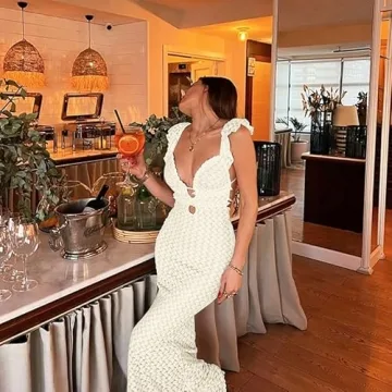 Shop LOUSEA Apricot Crochet Knit Dress for Summer Style