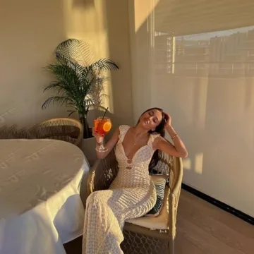 Shop LOUSEA Apricot Crochet Knit Dress for Summer Style