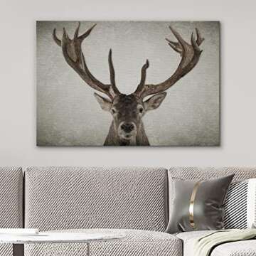 NWT Canvas Print Wall Art Elk Portrait on Graphite Background Animals Wilderness Photography Modern ...