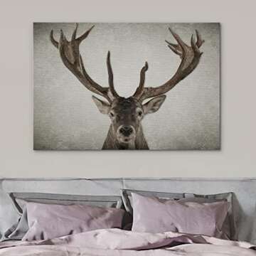 NWT Elk Portrait Canvas Print - Rustic Wildlife Art