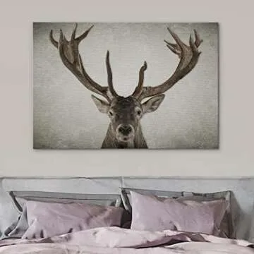 NWT Elk Portrait Canvas Print - Rustic Wildlife Art