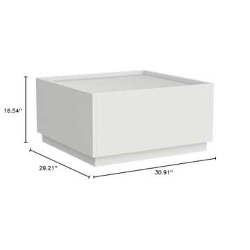 Panana Modern Coffee Table with 2 Drawers for Living Room Home Office, Wooden Coffee Table in White
