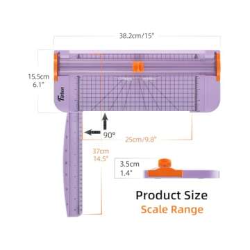 Firbon Purple A4 Paper Cutter, 12 Inch Titanium Straight Paper Trimmer with Side Ruler for Scrapbooking Craft, Paper, Coupon, Label, Cardstock