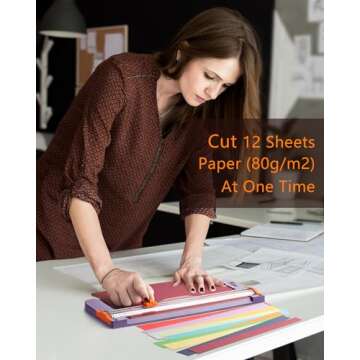 Firbon Purple A4 Paper Cutter, 12 Inch Titanium Straight Paper Trimmer with Side Ruler for Scrapbooking Craft, Paper, Coupon, Label, Cardstock