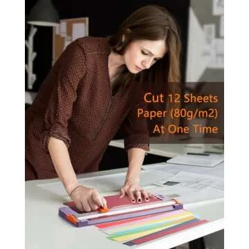 Firbon Purple A4 Paper Cutter, 12 Inch Titanium Straight Paper Trimmer with Side Ruler for Scrapbooking Craft, Paper, Coupon, Label, Cardstock