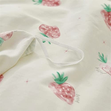 Kawaii Strawberry Duvet Cover Twin Set for Kids Girls Bedroom