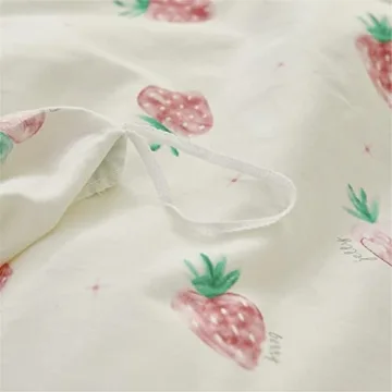 Kawaii Strawberry Duvet Cover Twin Set for Kids Girls Bedroom
