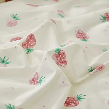 Kawaii Strawberry Duvet Cover Twin Set for Kids Girls Bedroom