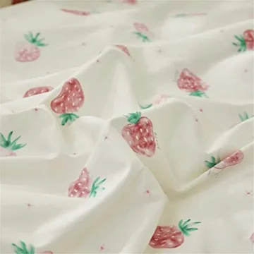 Kawaii Strawberry Duvet Cover Twin Set for Kids Girls Bedroom
