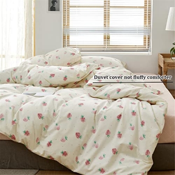 Kawaii Strawberry Duvet Cover Twin Set for Kids Girls Bedroom