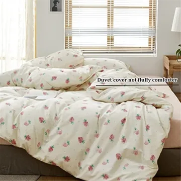 Kawaii Strawberry Duvet Cover Twin Set for Kids Girls Bedroom