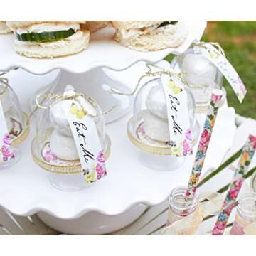 Talking Tables Truly Alice Mad Hatter Cake Domes for a Tea Party or Wedding, Multicolor (6 Pack)