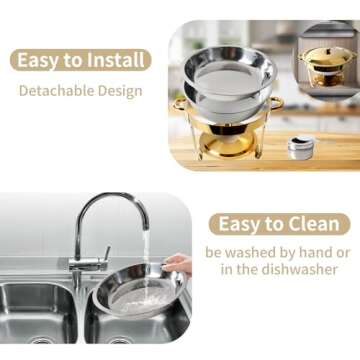 Umisu Chafing Dish for Buffet Set, 4.8 Qt 1 Pack Buffet Servers and Warmers Set with Lid Holder, Gol...