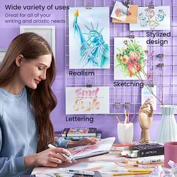 ARTEZA Alcohol Markers Set of 12 Pastel Colors, EverBlend Dual-Tip Markers for Adult Coloring, Sketching and Drawing