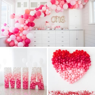 PartyWoo Balloons Pink, 100 pcs 12 in Fuchsia Balloons, White Pink Balloons, Pale Pink Balloons, Hot Pink Balloons, Pink Shade balloons for Pink Baby Shower, Pink Birthday, Pink Wedding,Pink, White