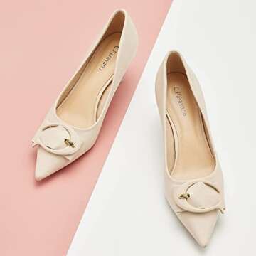 C.Paravano Low Heels for Women I White Low Heels I White Pumps I Women's Pumps I Kitten Heels for Women I White Heels I Womens Short Heels I White Kitten Heels(Size 8.5)