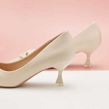 C.Paravano Low Heels for Women I White Low Heels I White Pumps I Women's Pumps I Kitten Heels for Women I White Heels I Womens Short Heels I White Kitten Heels(Size 8.5)