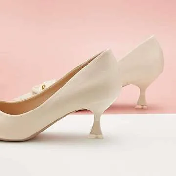 C.Paravano Low Heels for Women I White Low Heels I White Pumps I Women's Pumps I Kitten Heels for Women I White Heels I Womens Short Heels I White Kitten Heels(Size 8.5)